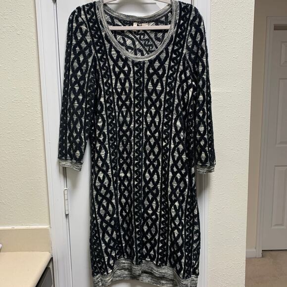 Anthropologie Moth Wool Textured Knit Long Sleeve Sweater Dress Size Medium Twee - Picture 4 of 8